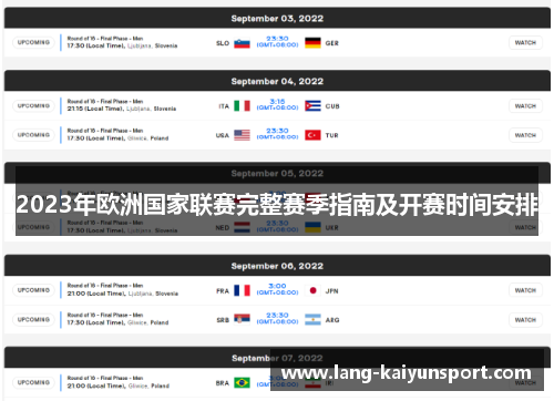 2023年欧洲国家联赛完整赛季指南及开赛时间安排 2023年欧洲国家联赛完整赛季指南及开赛时间安排