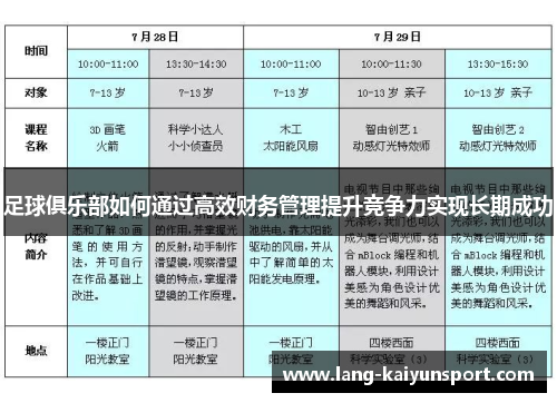 足球俱乐部如何通过高效财务管理提升竞争力实现长期成功